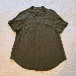 TORRID Army Green Dotted Button Up Size 0
